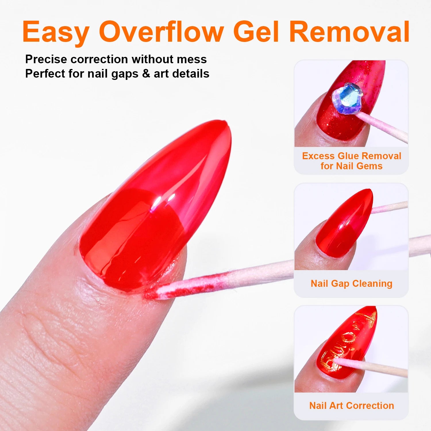 200pcs Overflow Gel Cleaning Sticks–Dual-Ended Manicure Tools for Polish Overflow Removal, Nail Gap Cleaning&Precise Application Peaceful Pleasures Health and Wellness