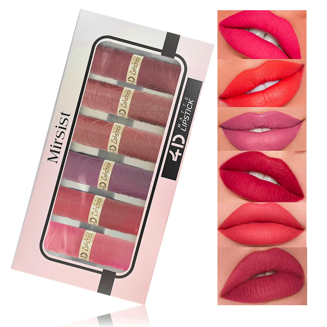 Mirsist 6-Piece Velvet Matte Lipstick Set – Waterproof & Long Lasting