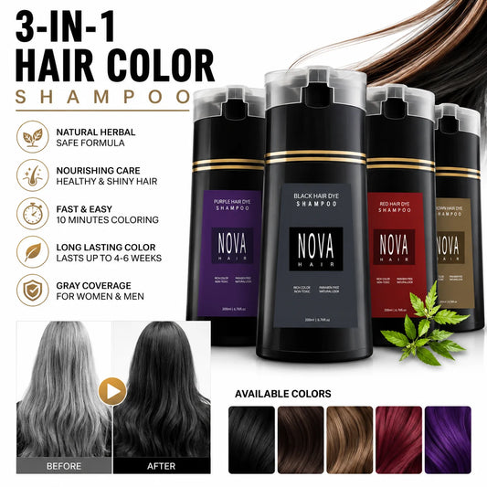 3-in-1 Herbal Hair Color Shampoo | Gray Coverage for Men & Women Hair Dye Shampoo Peaceful Pleasures Health and Wellness