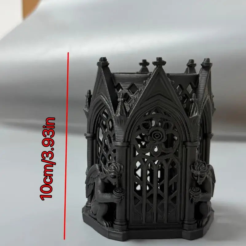 Dark Gothic Pen Holder – Black Ornamental Desk Organizer