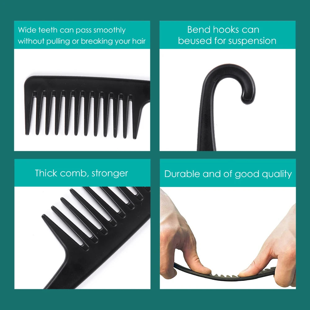 Large Wide Tooth Combs Of Hook Handle Detangling Reduce Hair Loss Comb Pro Hairdress Salon Dyeing Styling Brush Tools Household Peaceful Pleasures Health and Wellness
