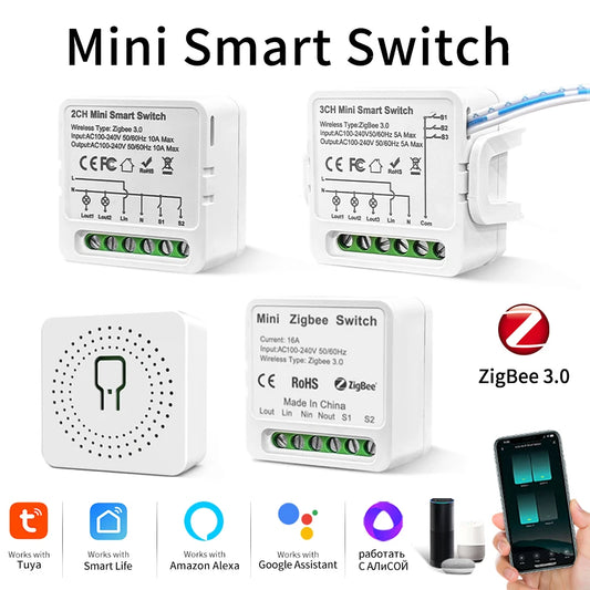 1/2/3 Gang Tuya ZigBee 3.0 Smart Switch Relay 100-240V 16A/10A/5A Breaker Smart Life App Alexa Google Assistant Voice Control Peaceful Pleasures Health and Wellness