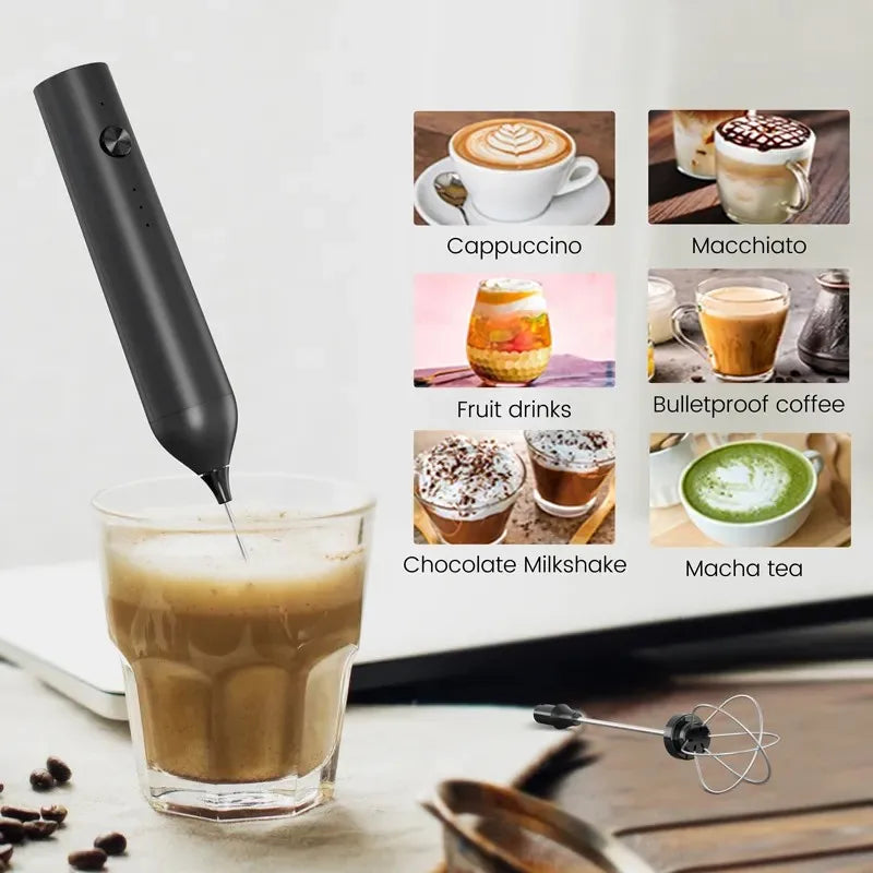 Electric Handheld Milk Frother – 3-Speed Rechargeable Foam Maker