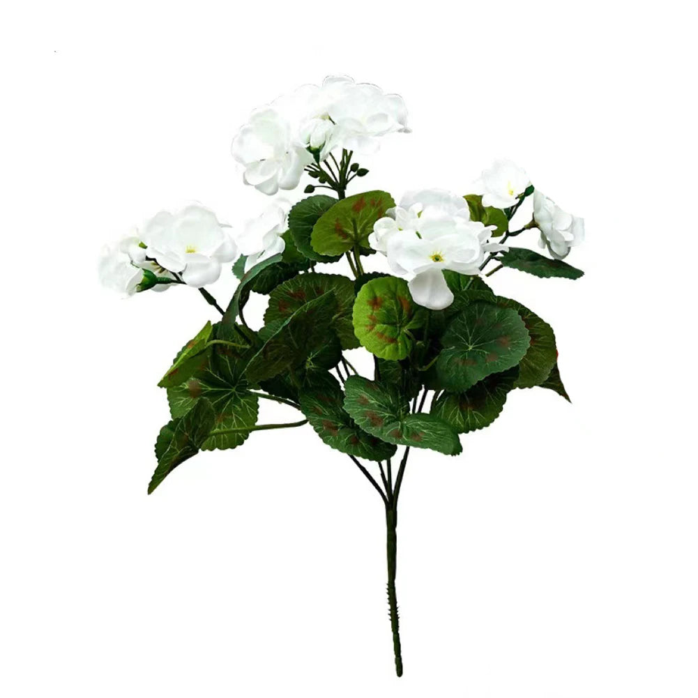 2Pcs Artificial Geraniums Faux Flower Bush – Indoor & Outdoor