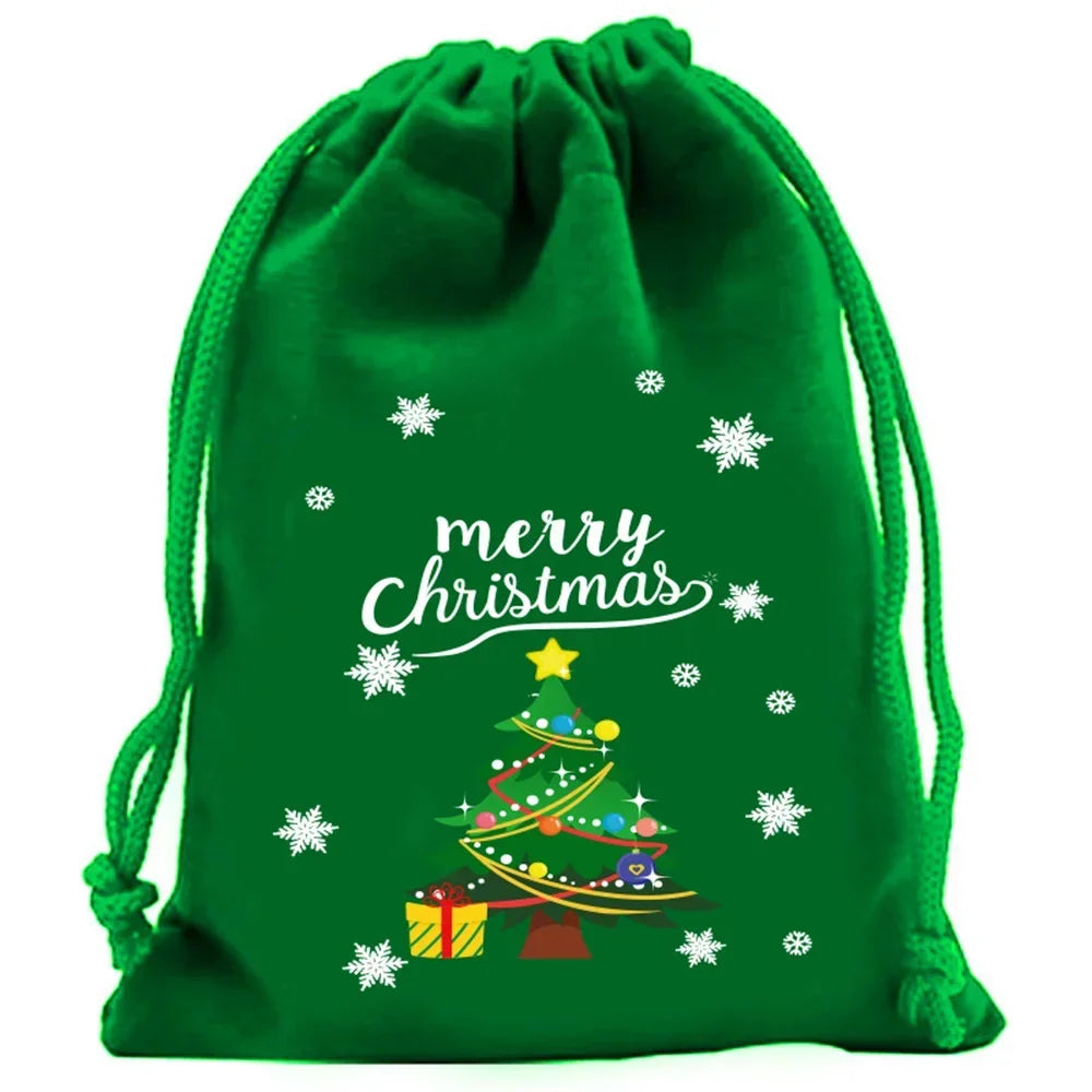 Christmas Velvet Drawstring Gift Bags | Candy & Jewelry Pouches