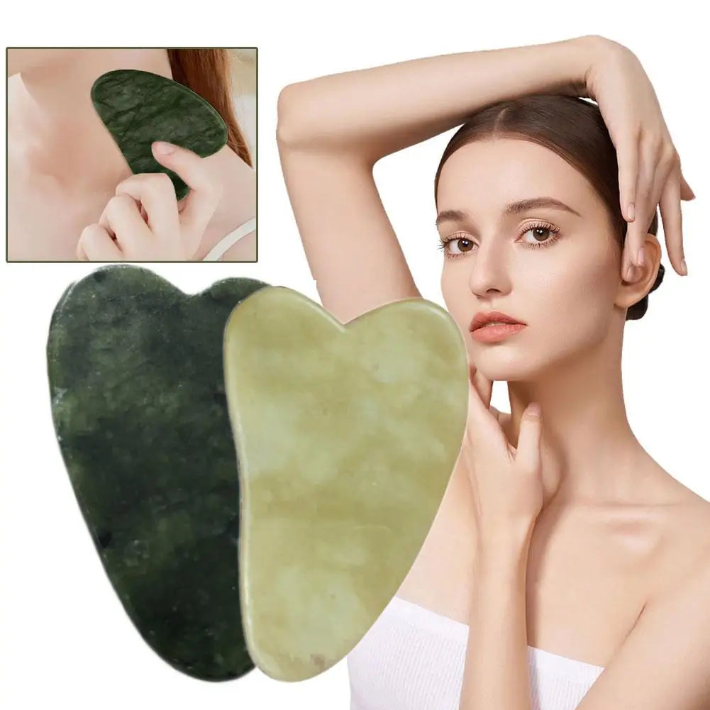 Jade Gua Sha Board Set – Heart-Shaped Face & Body Scraping Tool