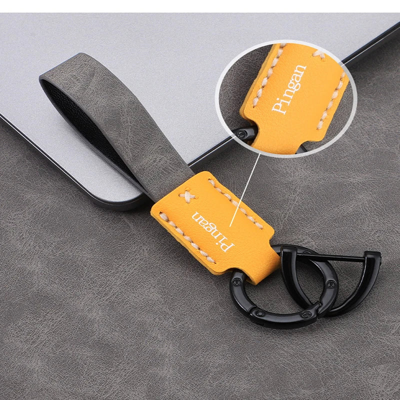 Leather D-Ring Car Keychain | Multi-Color Key Pendant