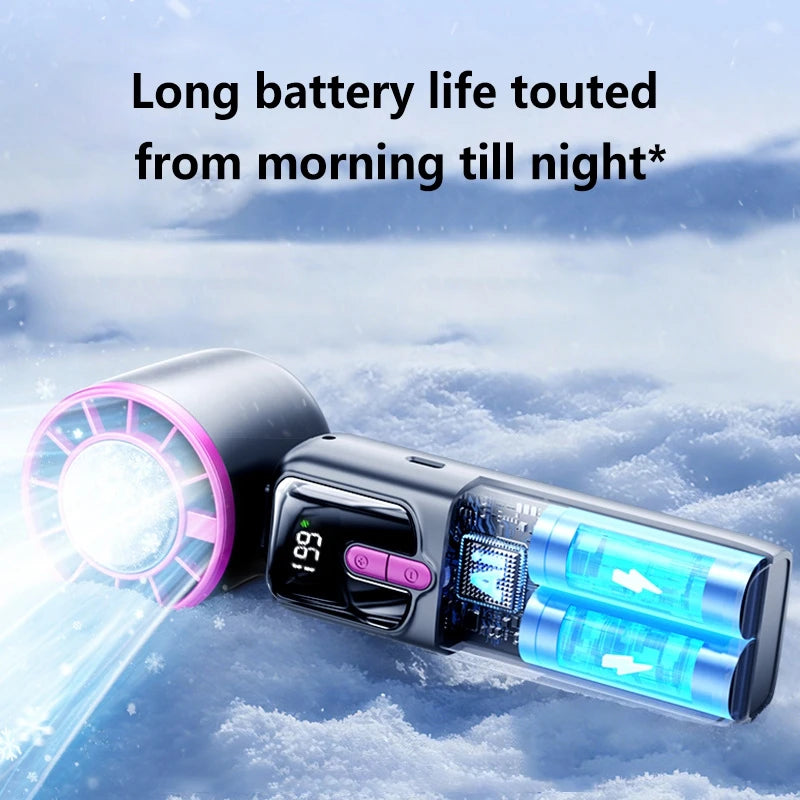 Lenovo Portable Handheld Small Fan 100-Speed Powerful Wind Cold Air Electric Fan Charging Foldable 90° Adjustable Outdoor Travel Peaceful Pleasures Health and Wellness