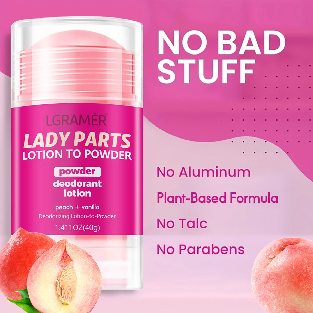 Women's Peach Vanilla Deodorant Lotion Multiple Fruits Perfume Exciting Ambiguous Atmosphere Long Lasting Fragrance Skin Care Peaceful Pleasures Health and Wellness