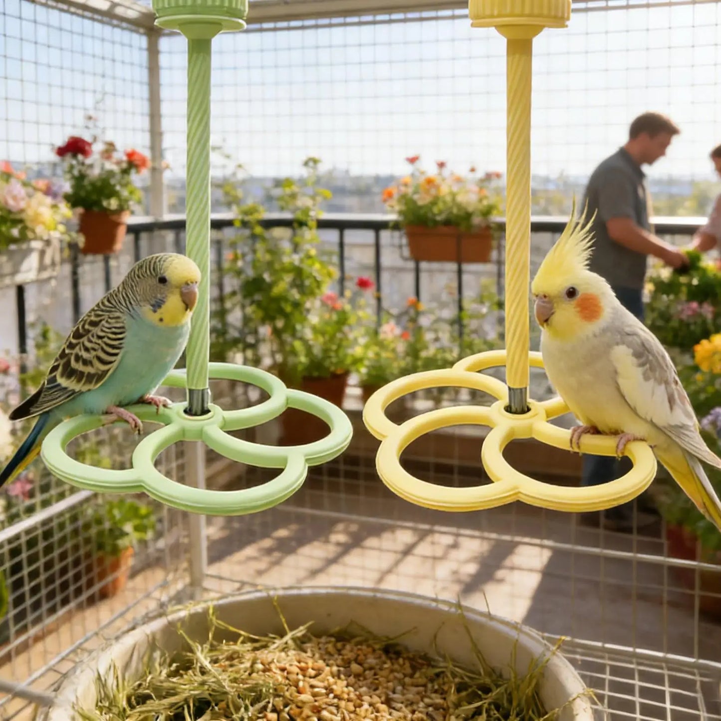 Rotating Windmill Bird Perch Toy for Parrots & Parakeets