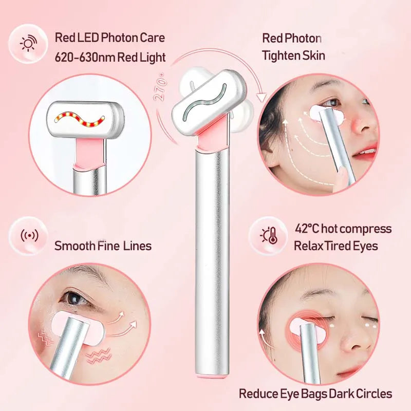 Portable Red Light Therapy Wand Facial Device 4-in-1 Microcurrent Skin Tightening Double Chin Reducer Anti Wrinkle Medical Home Peaceful Pleasures Health and Wellness