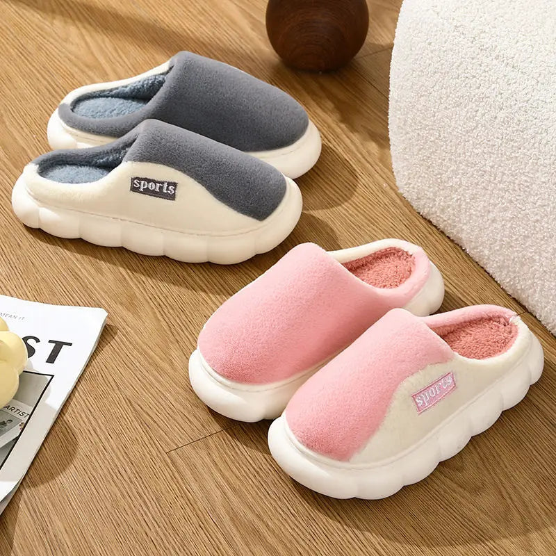 Winter Plush Fur Slippers – Non-Slip Indoor House Shoes Men & Women