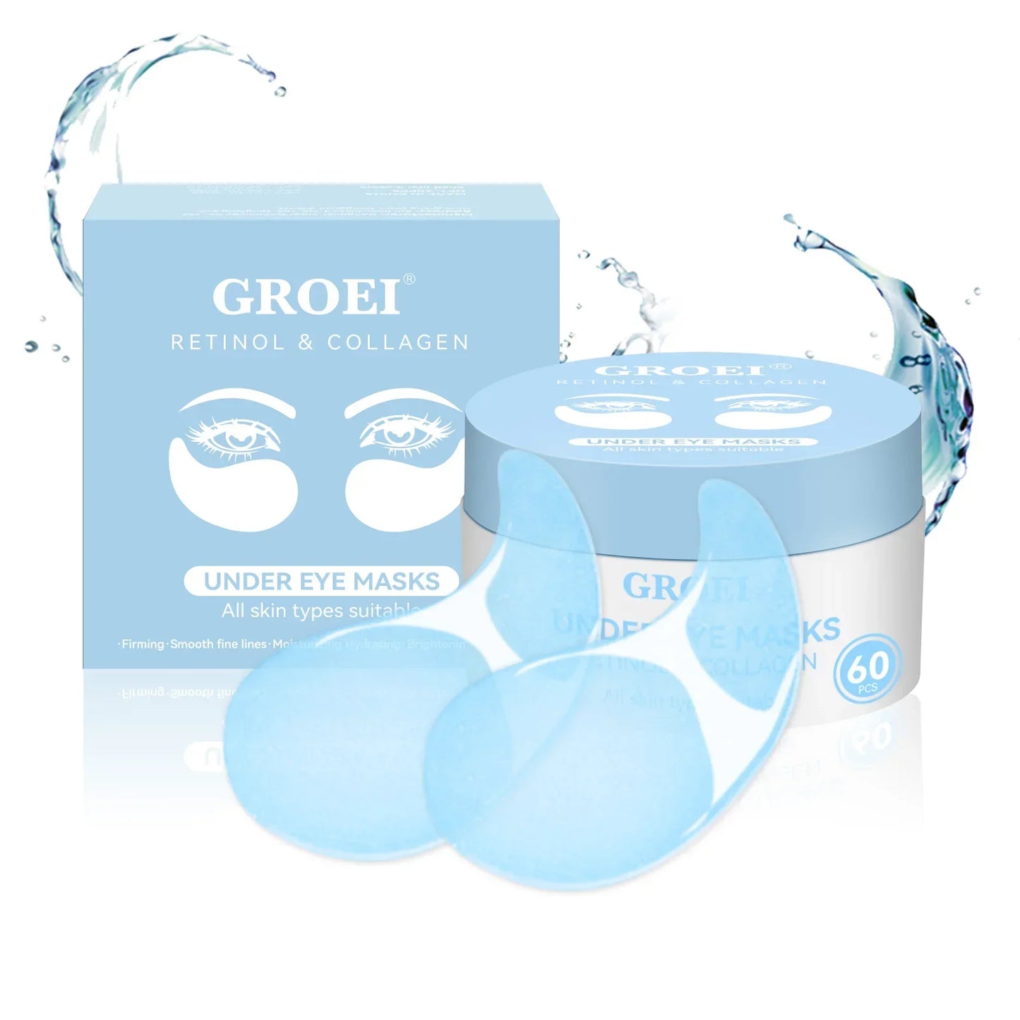 60pc Hyaluronic Acid Collagen Eye Masks – Firm & Brighten