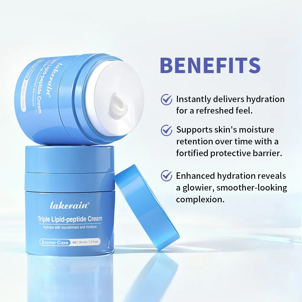 Triple Lipid Peptide Cream Moisturizer For Dry Normal Sensitive Skin Long Lasting Hydration Nourishment Brighten Skin Care Peaceful Pleasures Health and Wellness