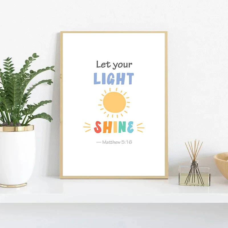 Kids Bible Verse Scripture Posters Prints Canvas Painting Christian Education Wall Art Picture Church Sunday School Home Decor Peaceful Pleasures Health and Wellness