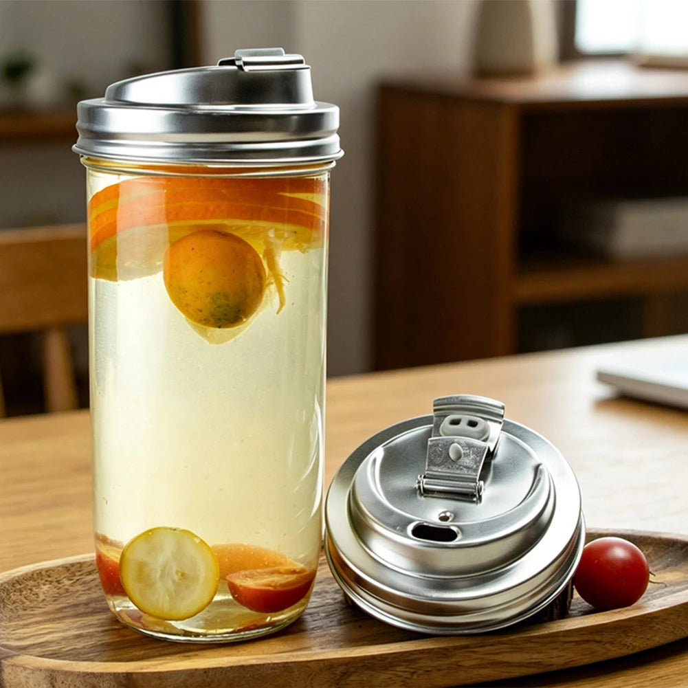 Wide Mouth Mason Jar Lid,304 Stainless Steel Mason Jar Lid, Multi-Purpose Reusable Leakproof Juices Cup Lids For Wide Mouth Peaceful Pleasures Health and Wellness