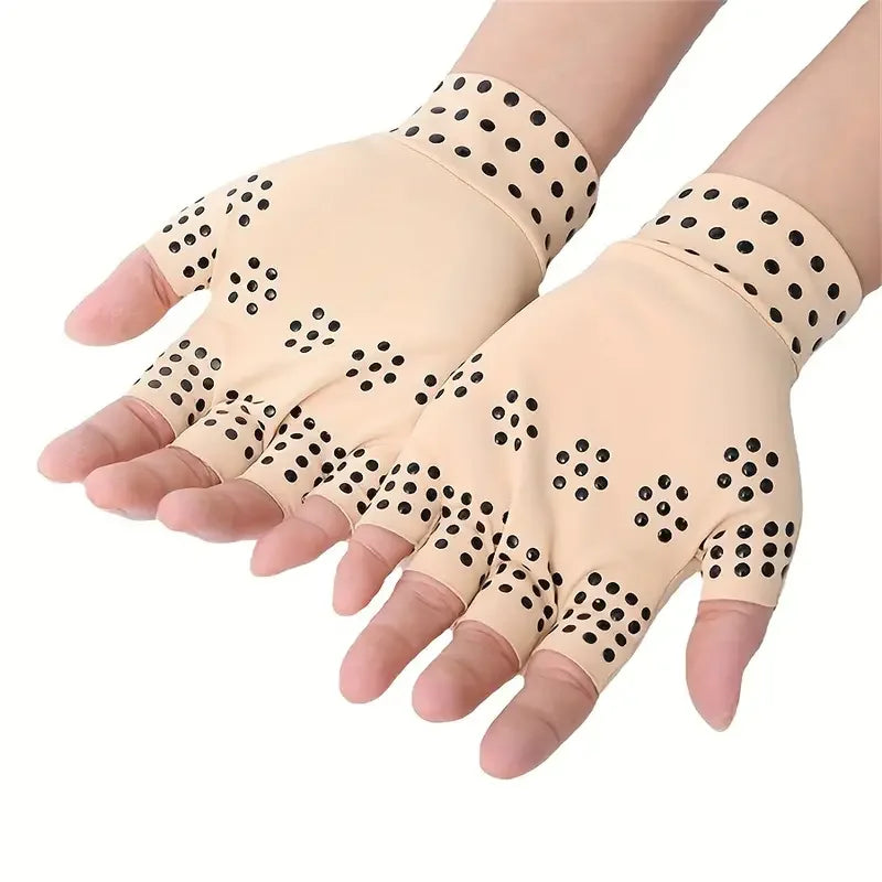 1Pair Magnetic Compression Arthritis Gloves - Wrist Brace & Anti-Slip Fingerless Hand Care Gloves For Women & Men Peaceful Pleasures Health and Wellness Skin Free Size