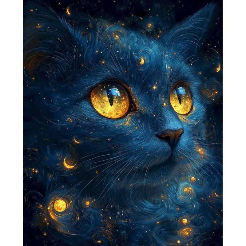 Black Cat Paint by Numbers Kit | DIY Canvas Wall Art 60x75cm