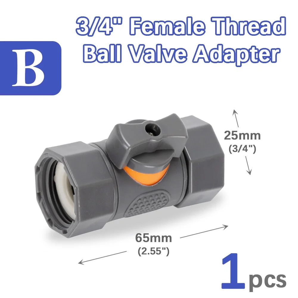 16mm 3/4" Ball Valve Adapter Extender Female Male Thread Stop Water Garden Irrigation Pipe Tube Connect Repair Coupling Joints Peaceful Pleasures Health and Wellness B-1PCS