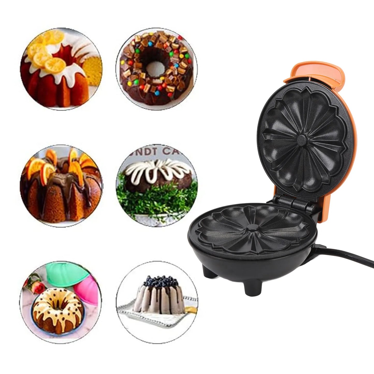 URGGU 350W Mini Electric Cake Maker – Non-Stick Double-Side Heat