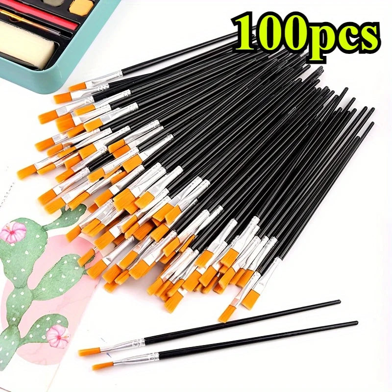 100-Piece Paint Brush Set – Acrylic, Watercolor & Oil Art