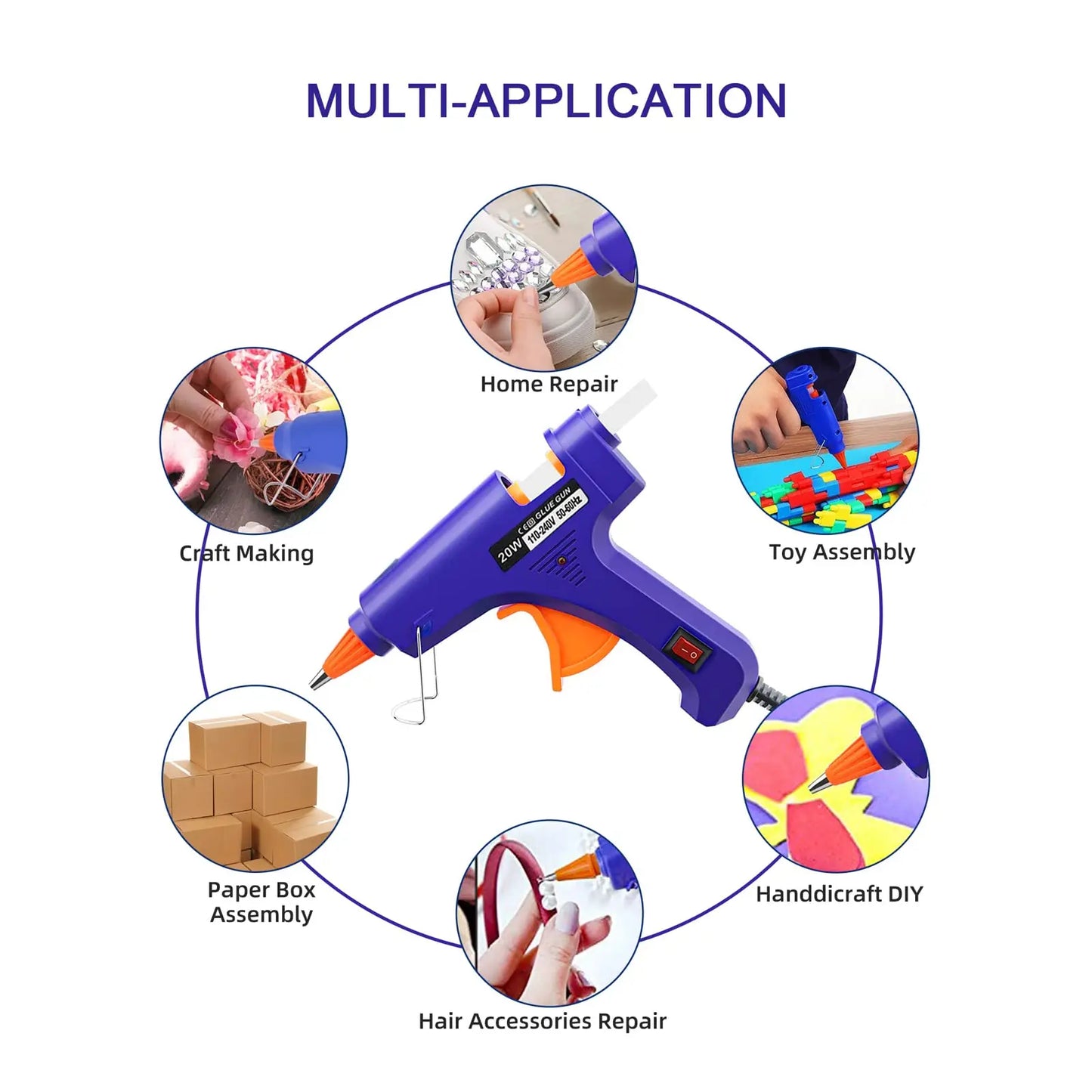 20W Mini Hot Melt Glue Gun – 7mm Glue Sticks, DIY & Crafts