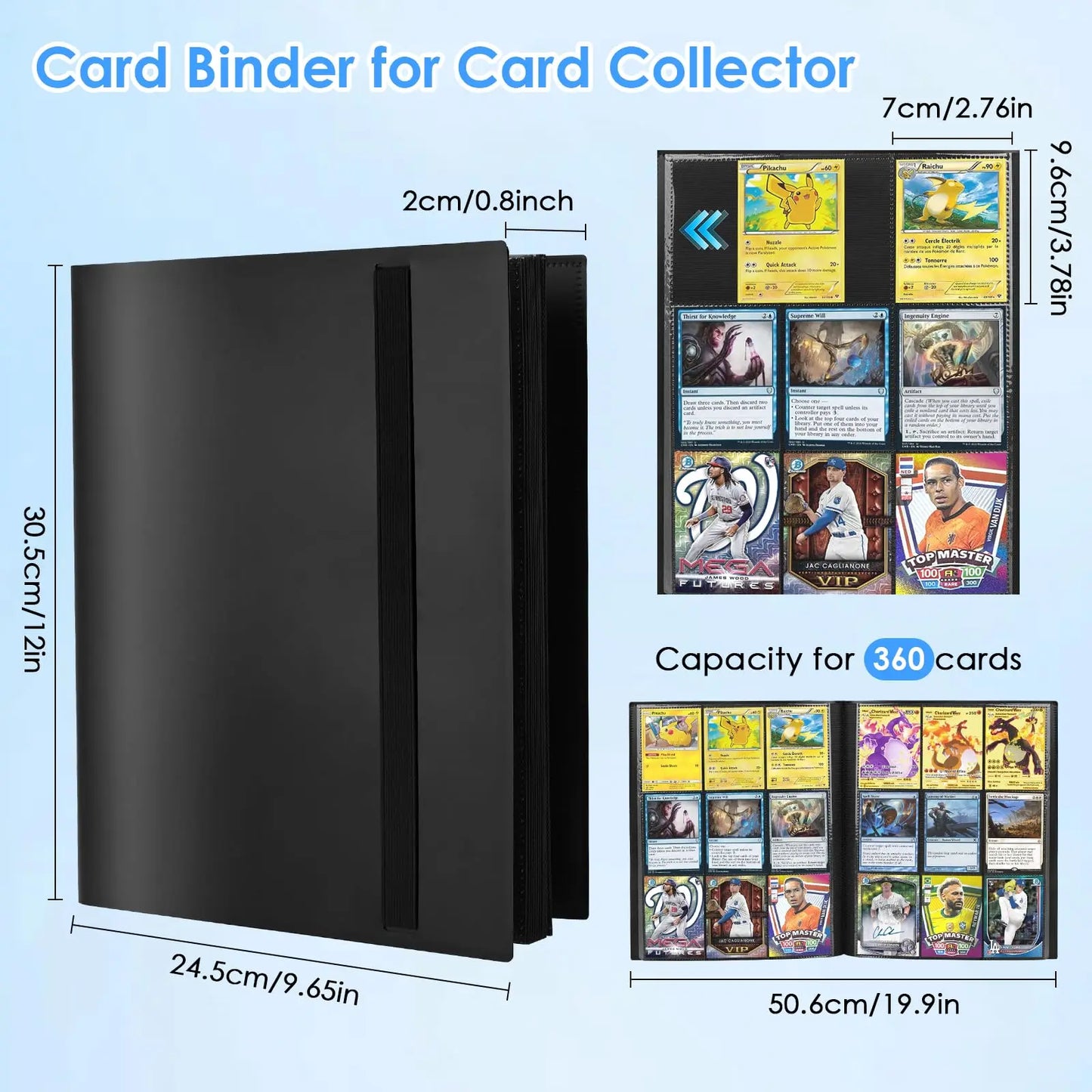 9-Pocket Trading Card Binder – 360 Card Storage Album