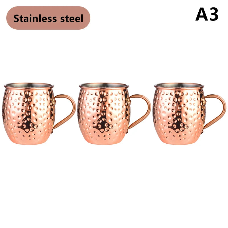 530ml 100% Copper Moscow Mule Mug Cocktail Wine Cup Hammered Coppery Beer Mugs Coffee Mug Milk Cup Bar Cup Drinkware Durable Peaceful Pleasures Health and Wellness A3