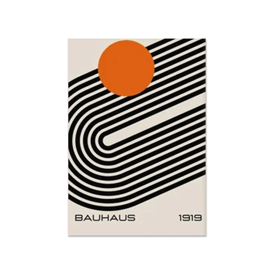 Mid Century Modern Bauhaus Geometric Canvas Wall Art Print