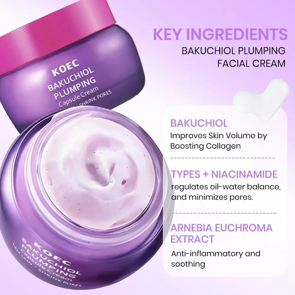 KOEC BAKUCHIOL Plumping & Vitamin Illuminating Skin Care Set, Cream & Serum, Firming Moisturizing Glowing For All Skin Types Peaceful Pleasures Health and Wellness