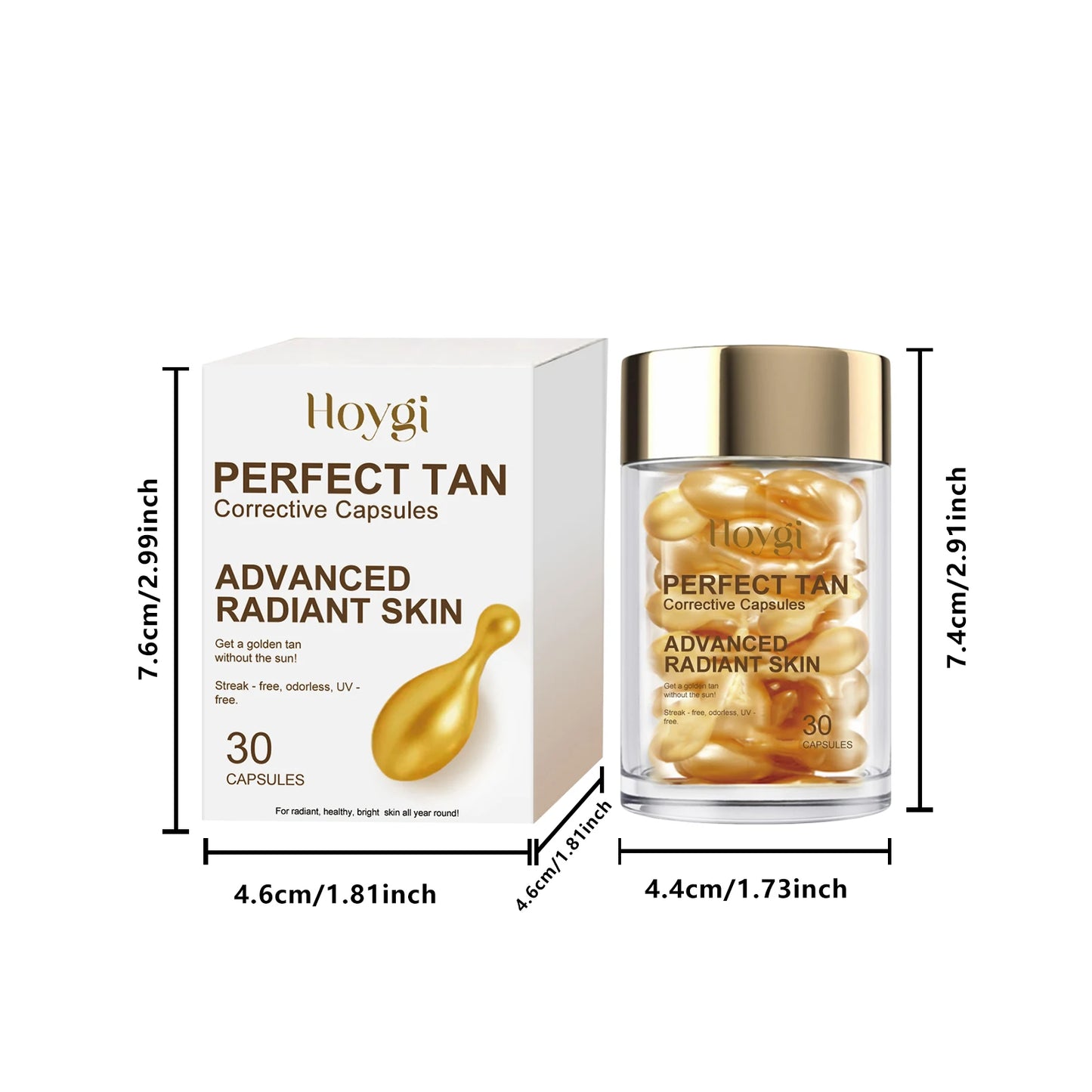 Sunless Self-Tanning Capsules – Natural Bronze Glow Serum 30pc