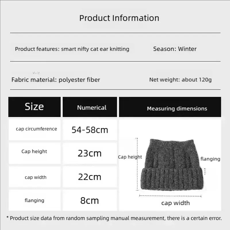 Cat Ear Beanie Knit Winter Hat for Women & Girls | Cute & Warm