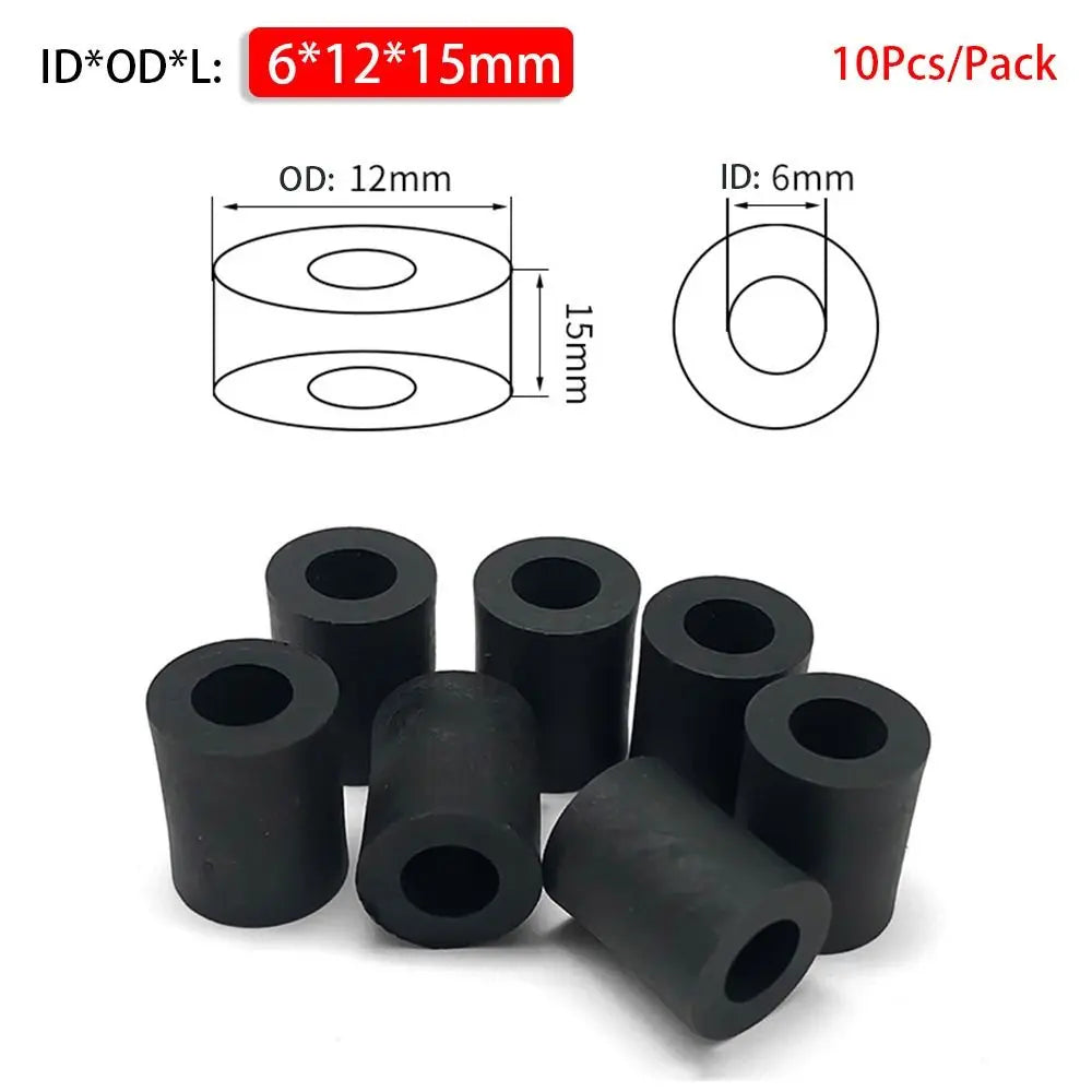 10Pcs/Pack New Non-Threaded ABS Spacer PCB Board Support M3-M10 Hollow Standoff Round Black Nylon Washer Peaceful Pleasures Health and Wellness 6x12x15mm