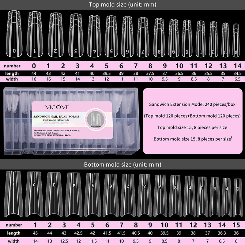 240pcs/Box Sandwich Dual Nail Forms Oval Nail Extension Forms Top Form Bottom Form For Quick Nail Extensions Peaceful Pleasures Health and Wellness A5