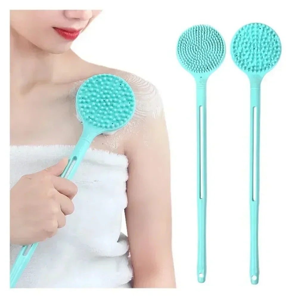 Silicone Long Handle Bath Brush – Double-Sided Body Scrub Body Scrub Brush Peaceful Pleasures Health and Wellness Default Title