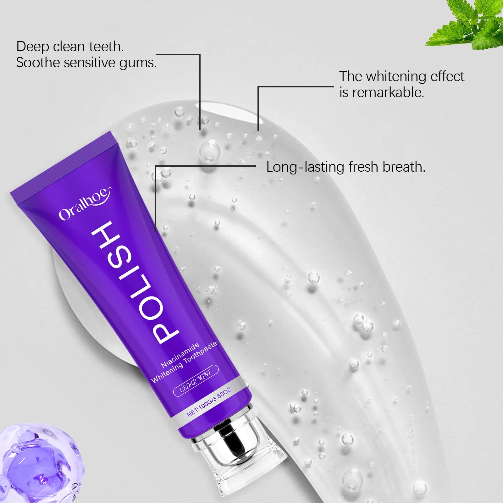 Purple Niacinamide Whitening Toothpaste Oral Cleansing Reduce Plaque Alleviate Gum Bleeding Fresh Breath Brightening Toothpaste Peaceful Pleasures Health and Wellness