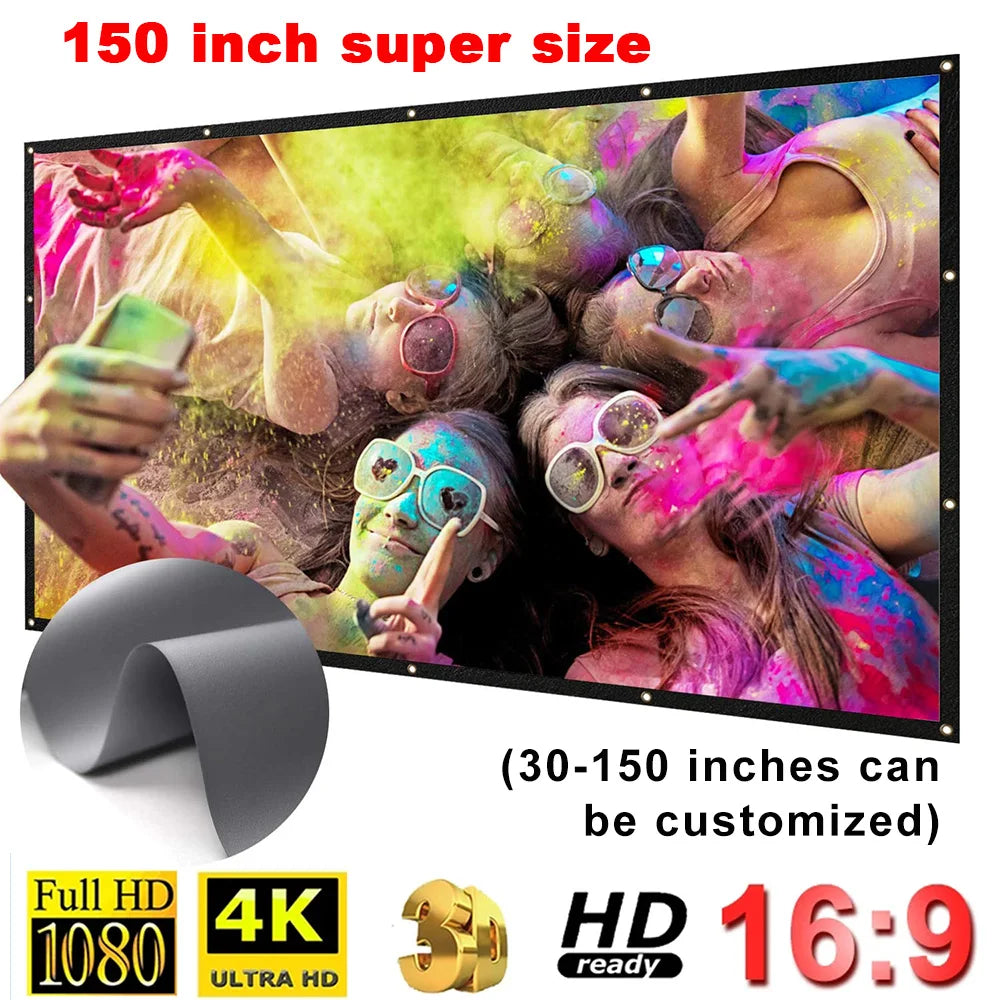 16:9 Metal Anti Light Curtain 100 120 133 150 Inches Home Outdoor Office Portable 3D HD Projection Screen for Espon BenQ TD96 Peaceful Pleasures Health and Wellness 120 inch