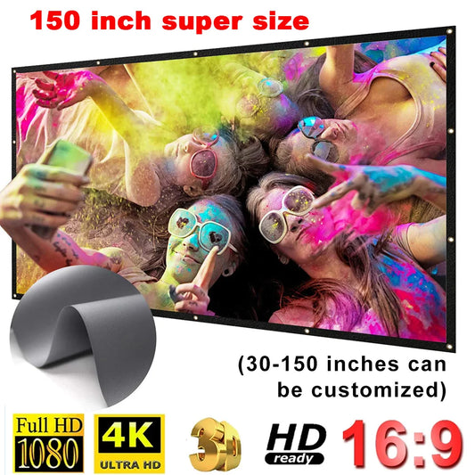 16:9 Metal Anti Light Curtain 100 120 133 150 Inches Home Outdoor Office Portable 3D HD Projection Screen for Espon BenQ TD96 Peaceful Pleasures Health and Wellness 120 inch
