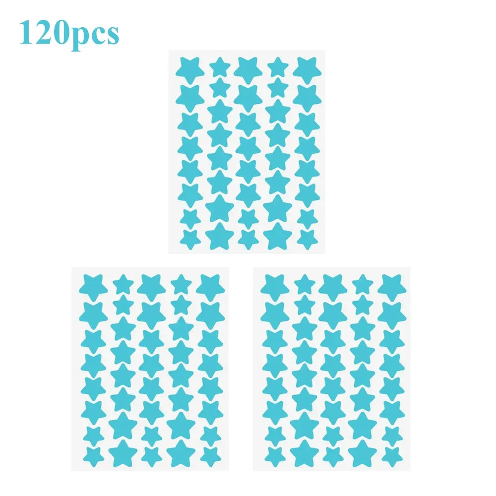 40pcs/120pcs Colorful PE Pimple Patches Cute Star Shaped Pimple Cover Sticker Invisible Pimple Cover Removal Pimple Patch Peaceful Pleasures Health and Wellness Blue-120pcs