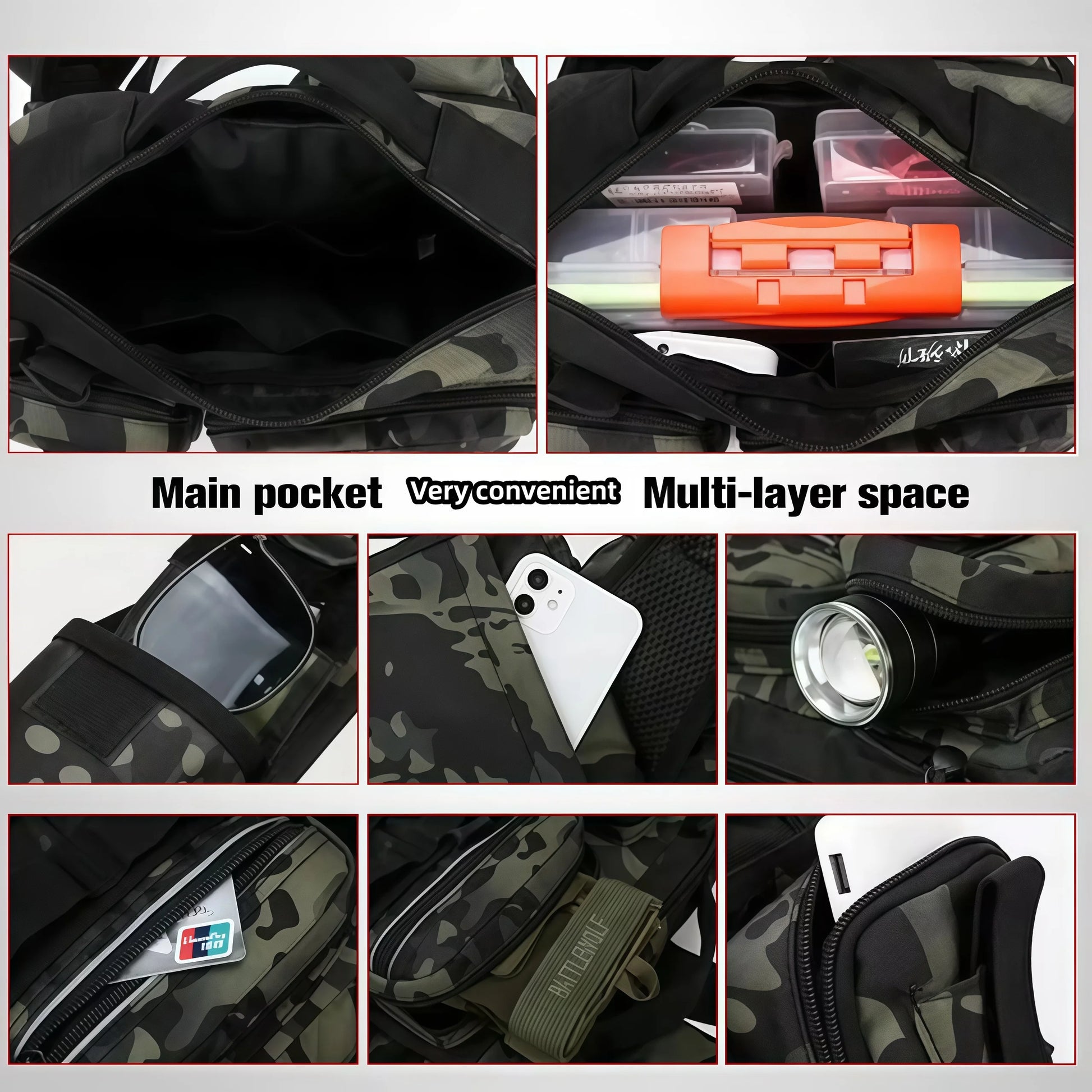 Fishing Tackle Backpack with Bait Box Storage Men Outdoor Rod Support Bag Waterproof Gear Bag for Fishing Camping Hiking Peaceful Pleasures Health and Wellness