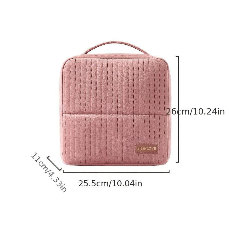 Large Vertical Travel Makeup Bag & Brush Organizer for Women