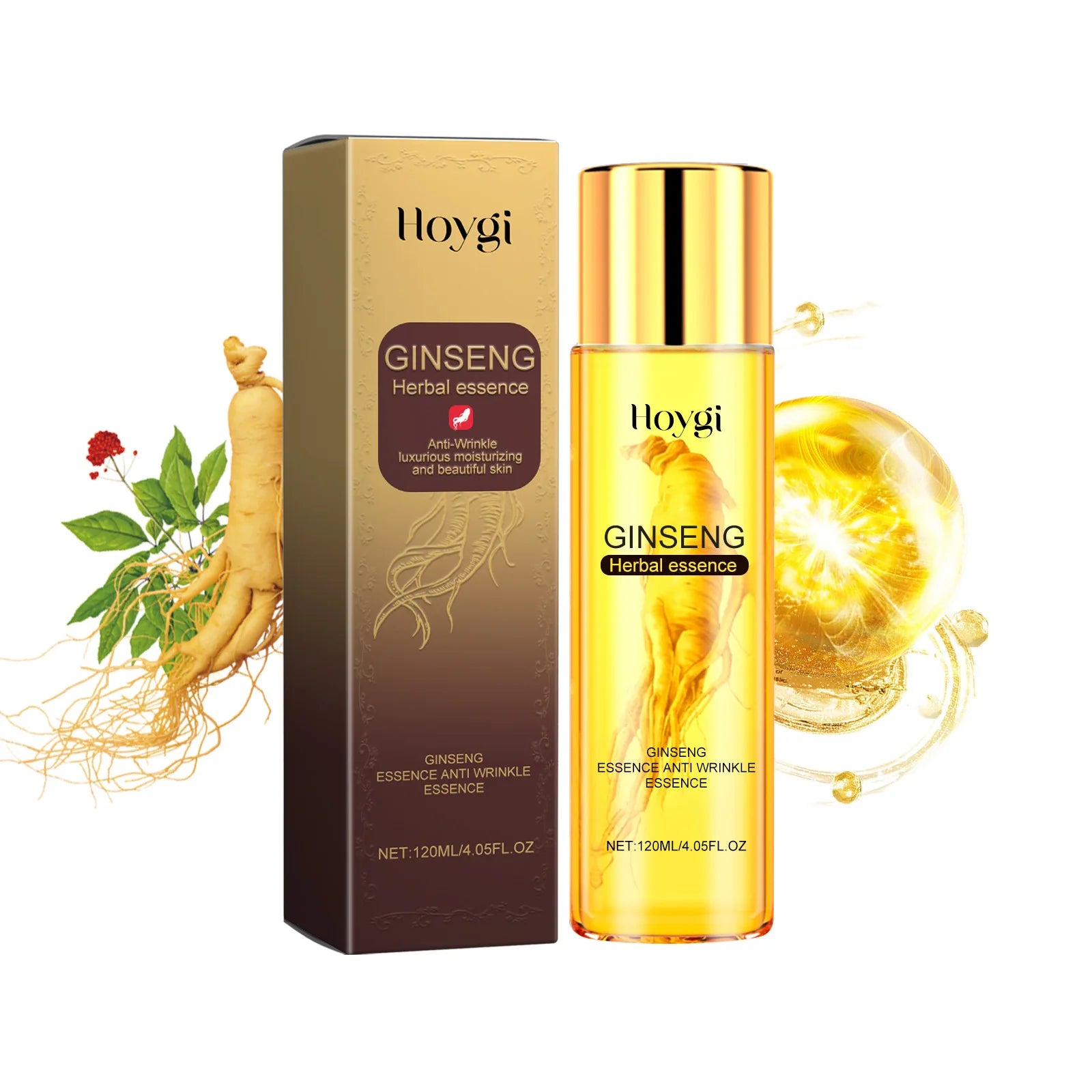 Ginseng Face Essence Fade Fine Lines Firming Smoothing Pores Hyaluronic Acid Brightening Moisturizing Niacinamide Facial Serum Peaceful Pleasures Health and Wellness 120ml Boxed