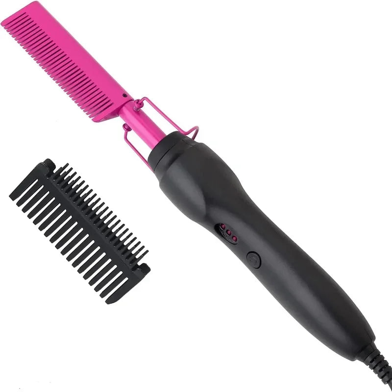 Electric Ceramic Hot Comb Hair Straightener Heat Pressing Anti-Scald Flat Iron for Wigs Beard Styling Tool Peaceful Pleasures Health and Wellness red no Box AU