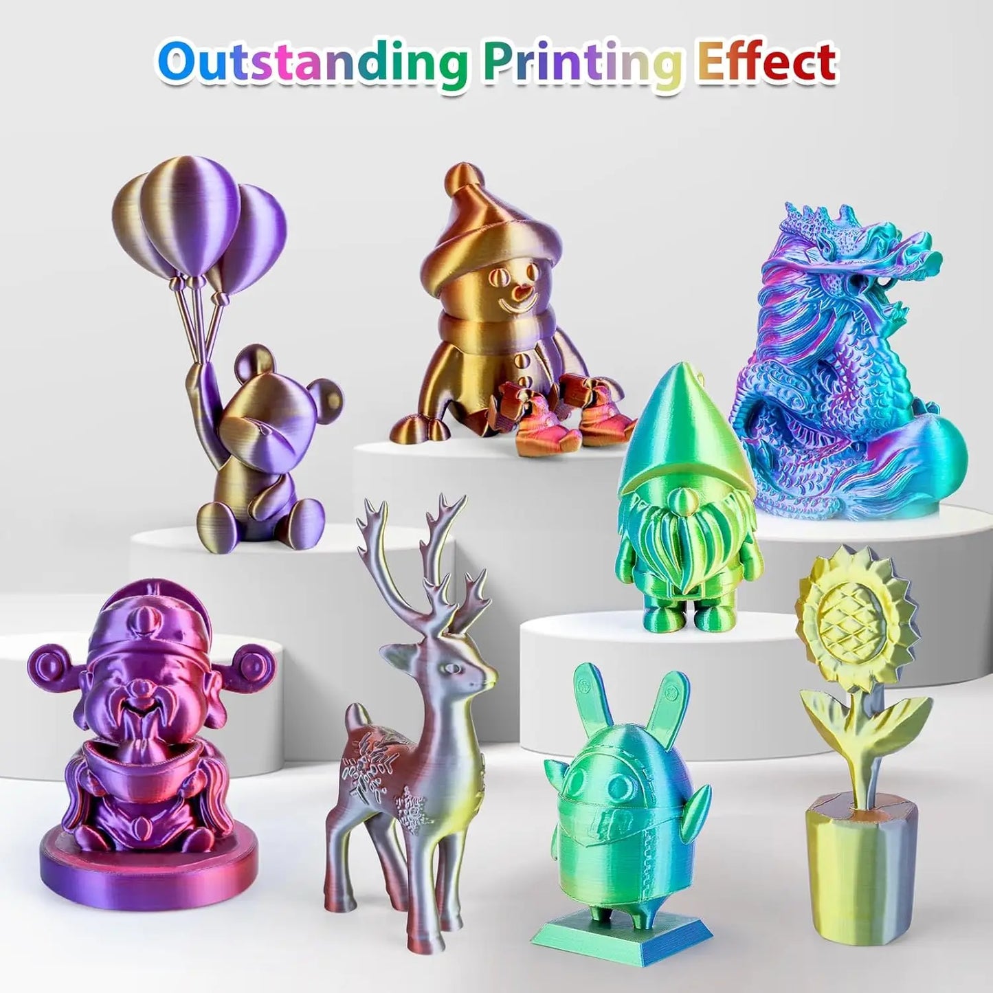 Silk Dual Color PLA Filament 1.75mm | DINGSUN 3D 200g–1kg