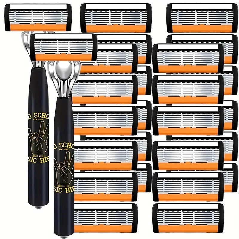 6-Layer Stainless Steel Manual Razor | Reusable Wet Shaver