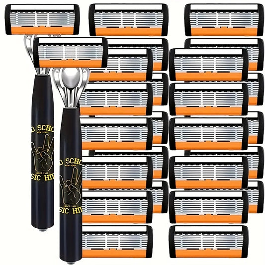 6-Layer Stainless Steel Manual Razor | Reusable Wet Shaver Manual Razor Peaceful Pleasures Health and Wellness