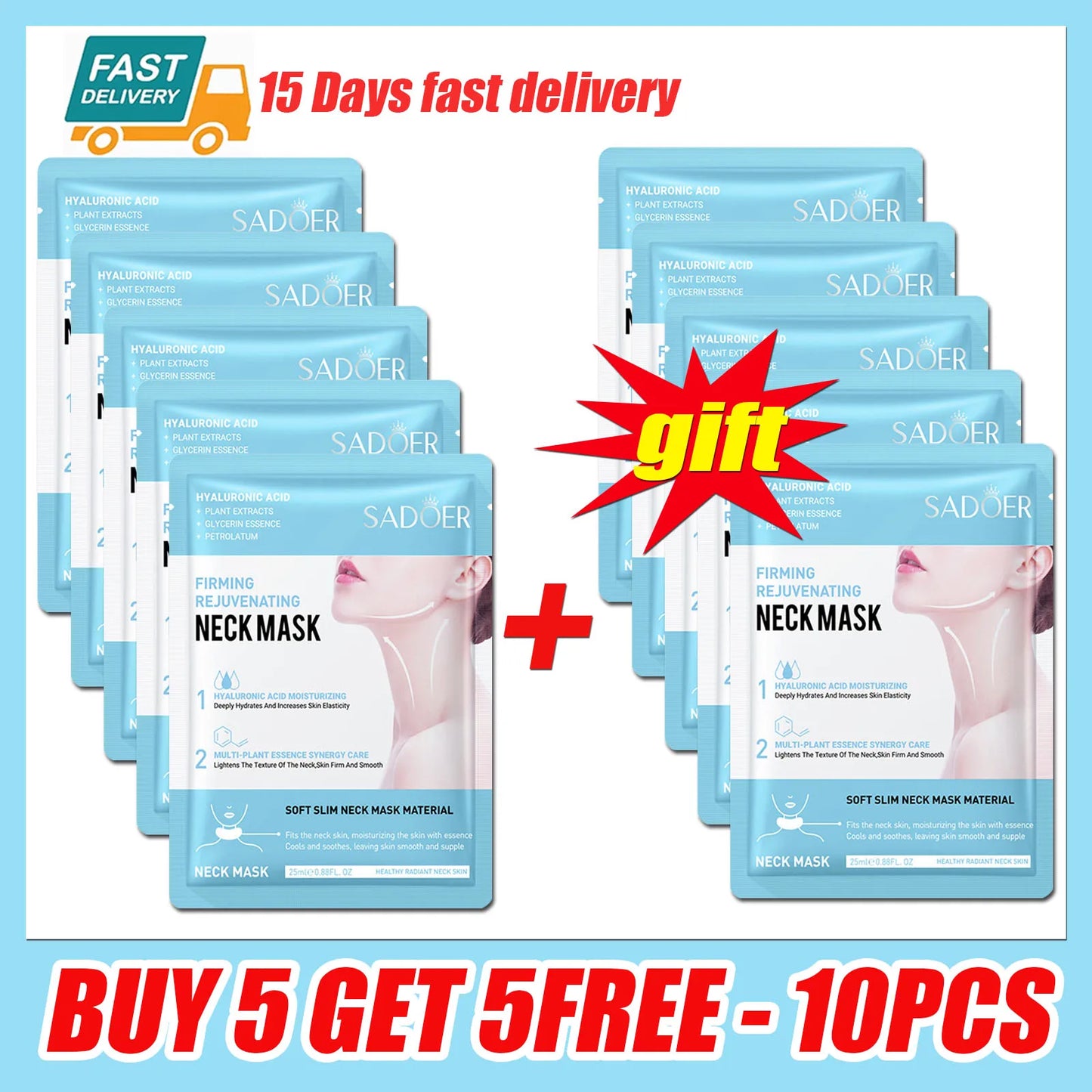 Collagen Hyaluronic Acid Neck Mask – Firming & Brightening