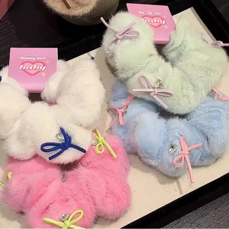 New Soft Bow Hair Scrunchie for Women New Style High Ponytail Plush High Elastic Hair Tie Rubber Band Versatile Hair Accessories Peaceful Pleasures Health and Wellness