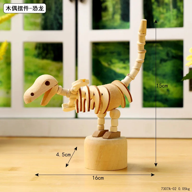 Wood DIY Craft Mini Dog/Clown/Giraffe/Duo Desktop Decoration Crafts Wooden Animal Miniatures Ornament Book Shelf Fun Decor Peaceful Pleasures Health and Wellness 7307A-02