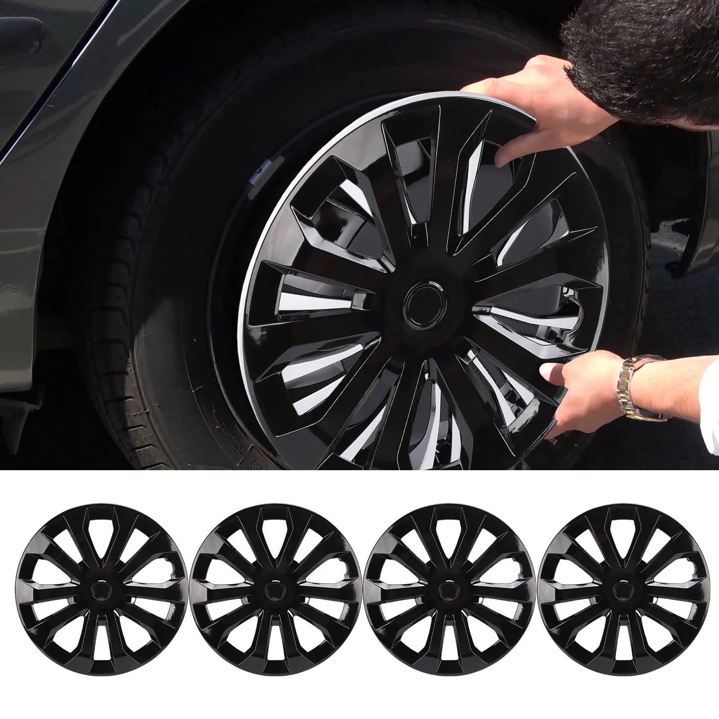 16-Inch ABS Hub Caps Wheel Covers Set of 4 – R16 Universal Fit